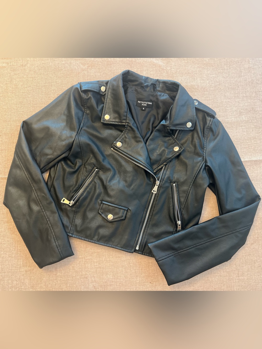 PrettyLittleThing Black Faux Leather Moto Jacket